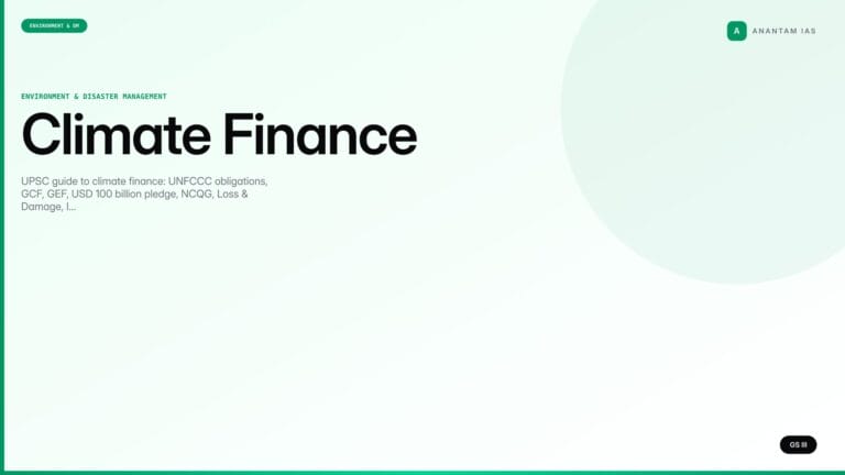 Climate Finance — UPSC Environment Notes (GS III) — UPSC featured image