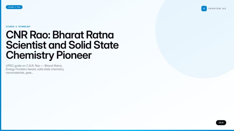 CNR Rao: Bharat Ratna Scientist and Solid State Chemistry Pioneer (UPSC Science & Tech) — UPSC featured image