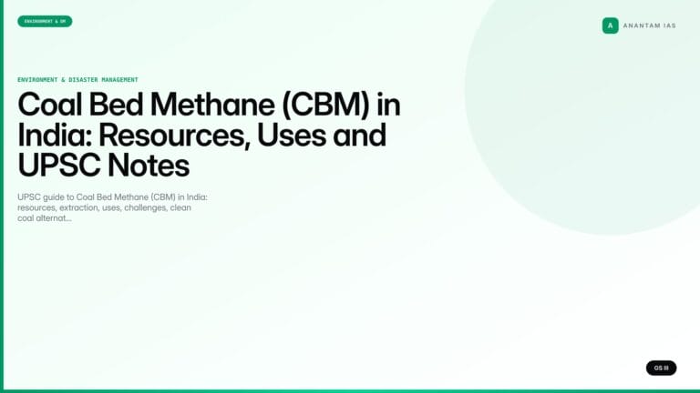 Coal Bed Methane (CBM) in India: Resources, Uses and UPSC Notes (UPSC Environment) — UPSC featured image