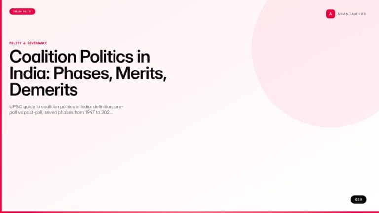 Coalition Politics in India: Phases, Merits, Demerits (UPSC Polity) — UPSC featured image