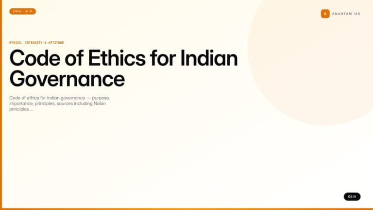 Code of Ethics for Indian Governance (UPSC Ethics — GS IV) — UPSC featured image