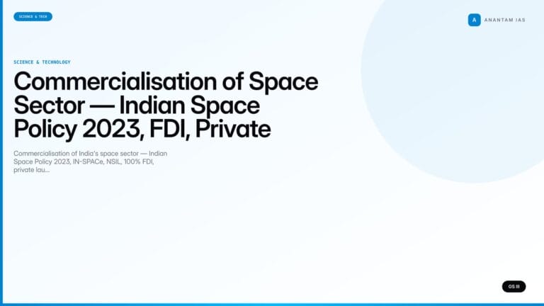 Commercialisation of Space Sector — Indian Space Policy 2023, FDI, Private Play (UPSC Science & Tech) — UPSC featured image