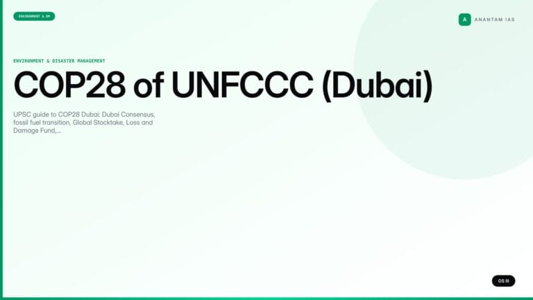 COP28 of UNFCCC (Dubai) — UPSC Climate Summit Notes — UPSC featured image