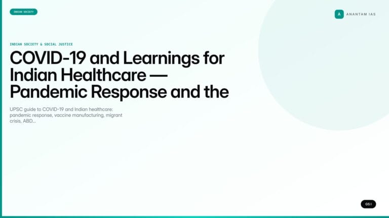 COVID-19 and Learnings for Indian Healthcare — Pandemic Response and the Reform Agenda (UPSC Indian Society) — UPSC featured image