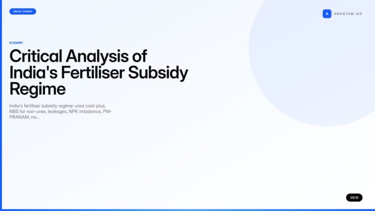 Critical Analysis of India's Fertiliser Subsidy Regime (UPSC Economy) — UPSC featured image