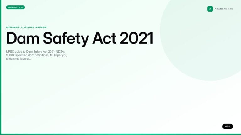 Dam Safety Act 2021 — UPSC Notes (GS III) — UPSC featured image