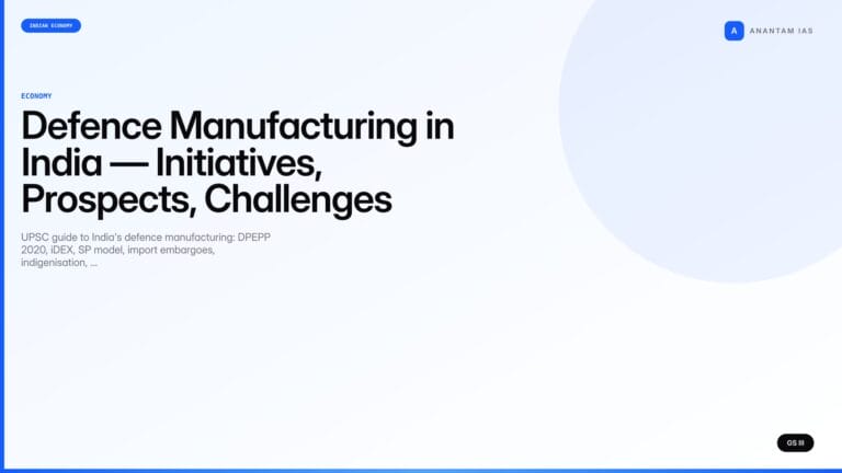 Defence Manufacturing in India — Initiatives, Prospects, Challenges (UPSC) — UPSC featured image
