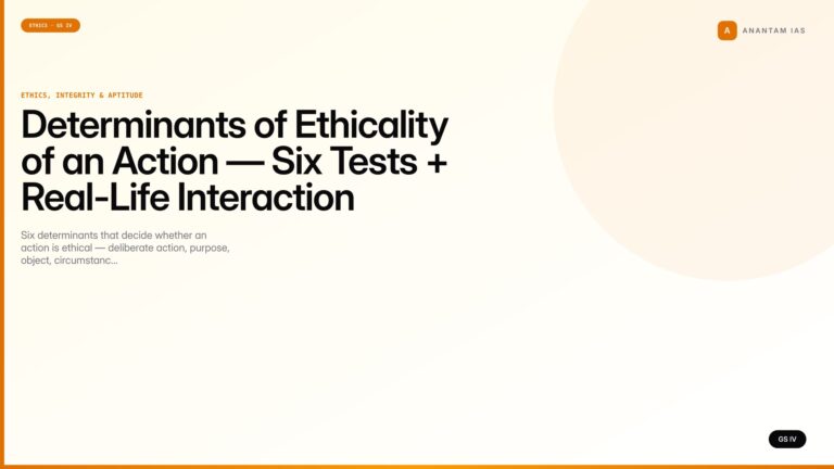 Determinants of Ethicality of an Action — Six Tests + Real-Life Interaction (UPSC GS IV) — UPSC featured image