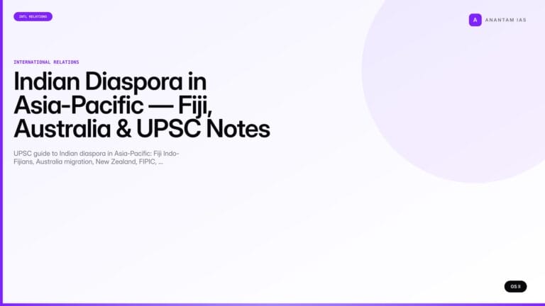 Indian Diaspora in Asia-Pacific — Fiji, Australia & UPSC Notes (UPSC International Relations) — UPSC featured image