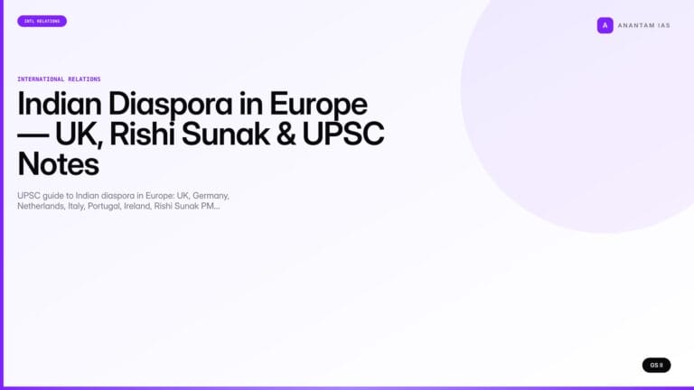 Indian Diaspora in Europe — UK, Rishi Sunak & UPSC Notes (UPSC International Relations) — UPSC featured image