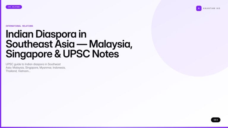 Indian Diaspora in Southeast Asia — Malaysia, Singapore & UPSC Notes (UPSC International Relations) — UPSC featured image
