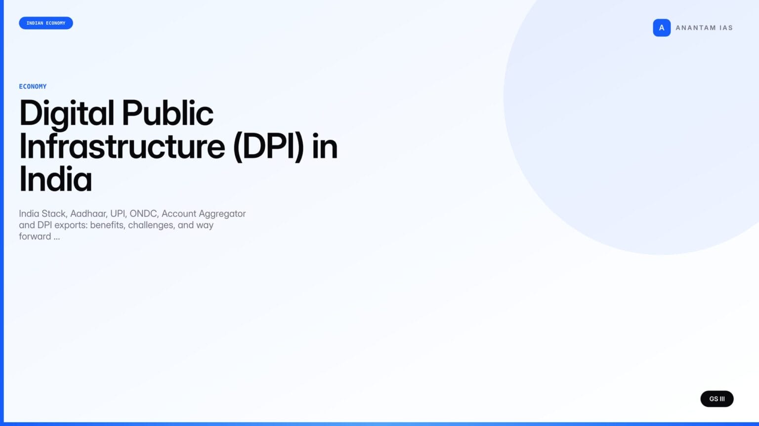 Digital Public Infrastructure (DPI) in India (UPSC Economy) - Anantam IAS