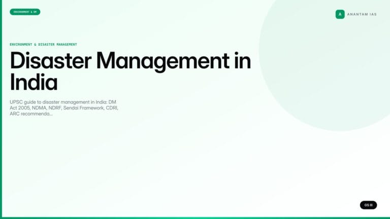 Disaster Management in India — UPSC Complete Guide (GS III) — UPSC featured image