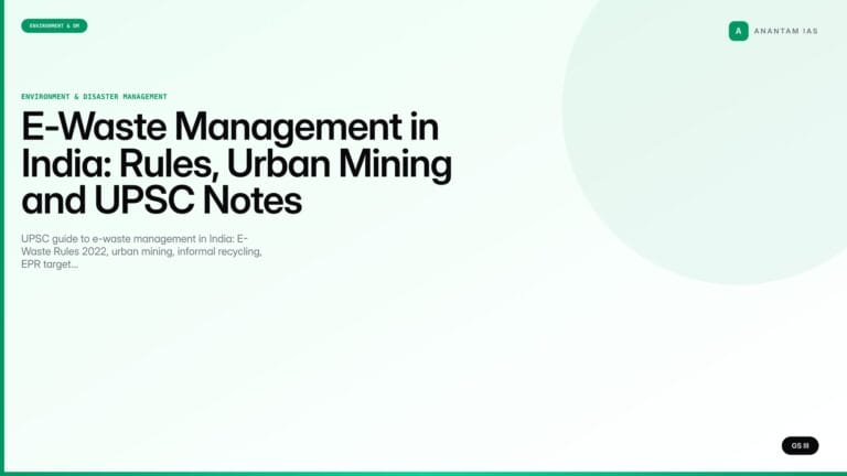 E-Waste Management in India: Rules, Urban Mining and UPSC Notes (UPSC Environment) — UPSC featured image