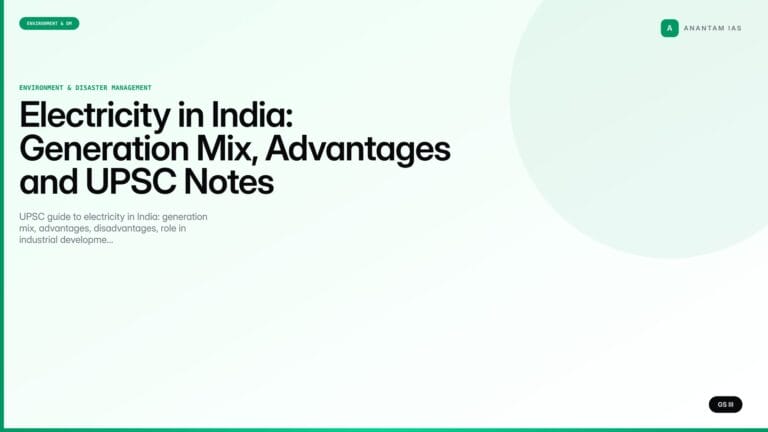 Electricity in India: Generation Mix, Advantages and UPSC Notes (UPSC Environment) — UPSC featured image