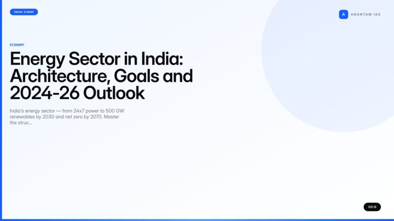 Energy Sector in India: Architecture, Goals and 2024-26 Outlook (UPSC Economy) — UPSC featured image
