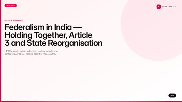 Federalism in India — Holding Together, Article 3 and State Reorganisation (UPSC Polity) — UPSC featured image