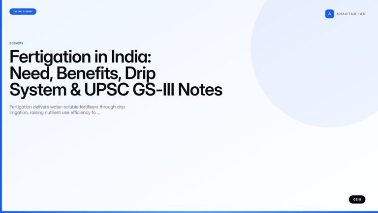 Fertigation in India: Need, Benefits, Drip System & UPSC GS-III Notes — UPSC featured image