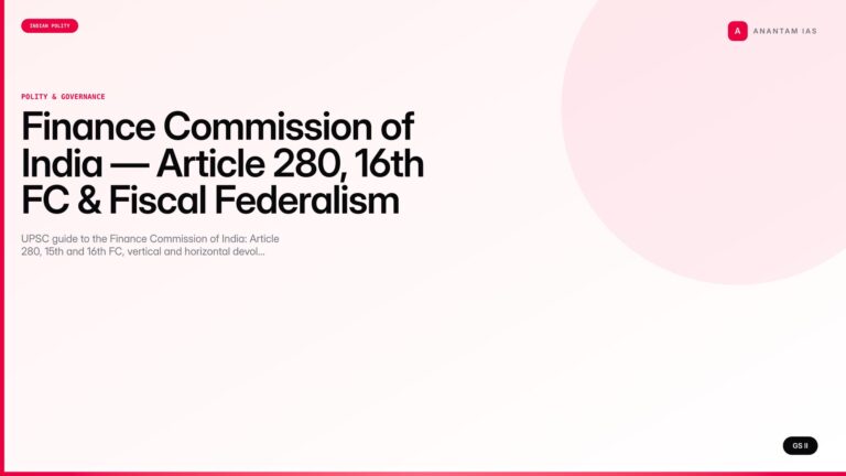 Finance Commission of India — Article 280, 16th FC & Fiscal Federalism (UPSC) — UPSC featured image