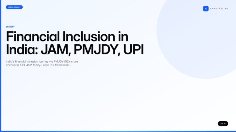 Financial Inclusion in India: JAM, PMJDY, UPI (UPSC Economy) — UPSC featured image