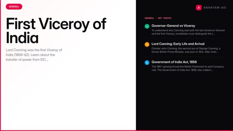First Viceroy of India: Lord Canning, Acts, Reforms and UPSC Notes — UPSC study guide featured image by Anantam IAS