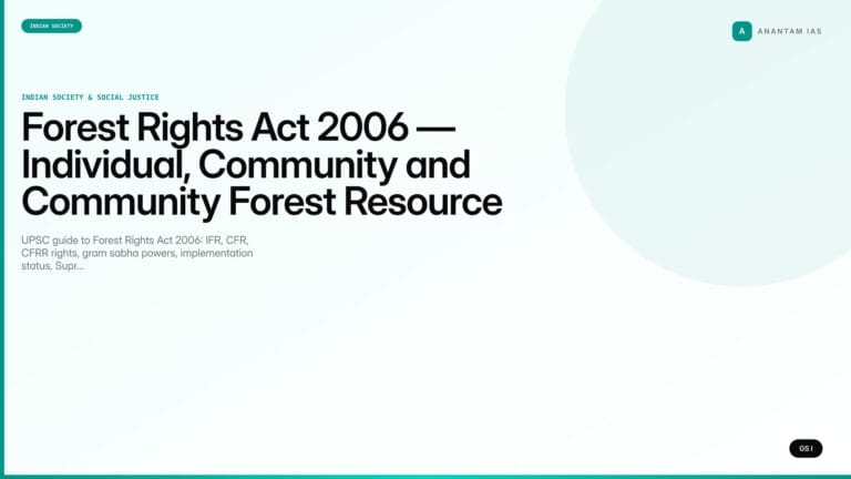 Forest Rights Act 2006 — Individual, Community and Community Forest Resource Rights (UPSC Indian Society) — UPSC featured image