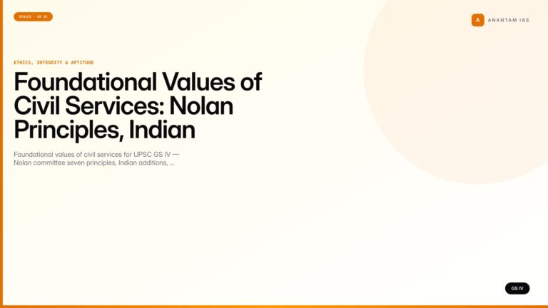Foundational Values of Civil Services: Nolan Principles, Indian Additions and Real-World Application (UPSC GS IV) — UPSC featured image