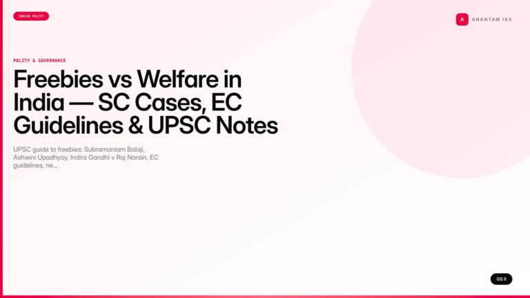 Freebies vs Welfare in India — SC Cases, EC Guidelines & UPSC Notes — UPSC featured image