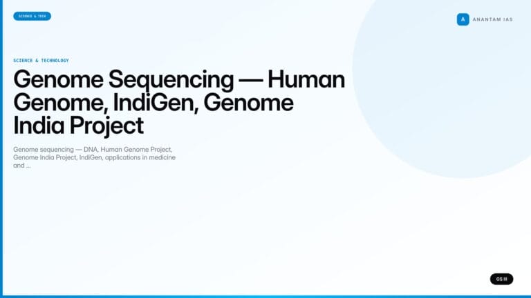 Genome Sequencing — Human Genome, IndiGen, Genome India Project (UPSC Science & Tech) — UPSC featured image