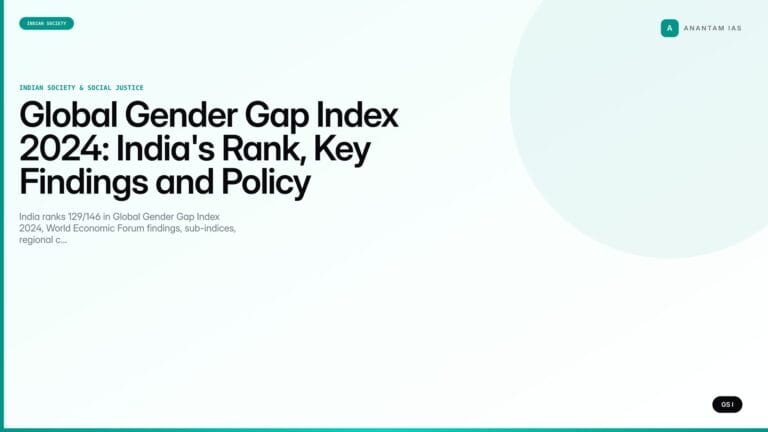 Global Gender Gap Index 2024: India's Rank, Key Findings and Policy Implications (UPSC Indian Society) — UPSC featured image