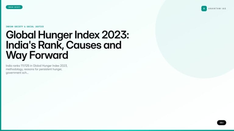 Global Hunger Index 2023: India's Rank, Causes and Way Forward (UPSC Indian Society) — UPSC featured image