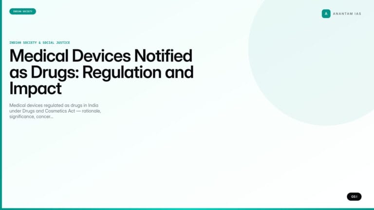Medical Devices Notified as Drugs: Regulation and Impact (UPSC Indian Society) — UPSC featured image