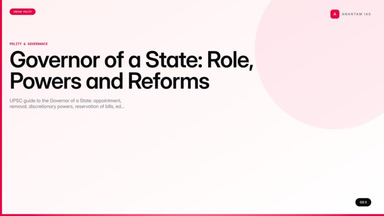 Governor of a State: Role, Powers and Reforms (UPSC Polity) — UPSC featured image