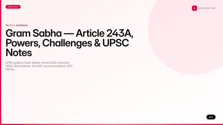 Gram Sabha — Article 243A, Powers, Challenges & UPSC Notes — UPSC featured image