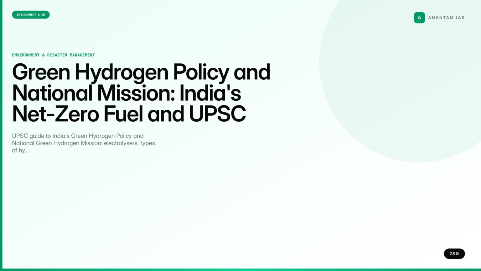 Green Hydrogen Policy and National Mission: India's Net-Zero Fuel and ...