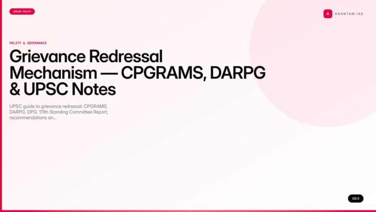 Grievance Redressal Mechanism — CPGRAMS, DARPG & UPSC Notes — UPSC featured image