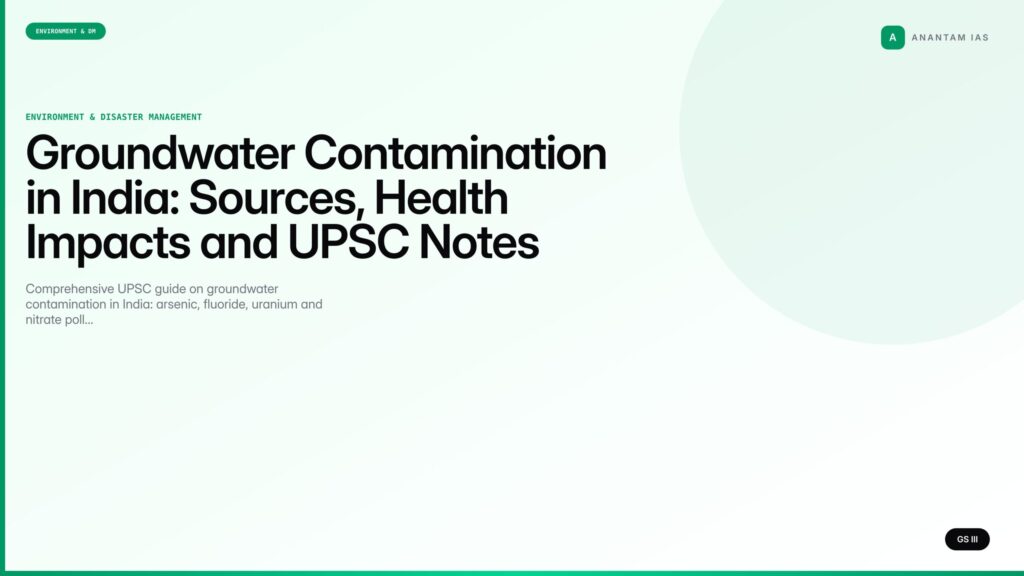 Groundwater Contamination in India: Sources, Health Impacts and UPSC Notes (UPSC Environment) — UPSC featured image