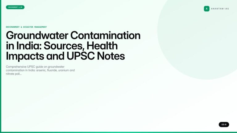 Groundwater Contamination in India: Sources, Health Impacts and UPSC Notes (UPSC Environment) — UPSC featured image