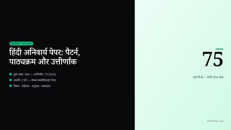 UPSC Hindi Compulsory Paper: Pattern, Syllabus & Qualifying Marks featured image in Hindi