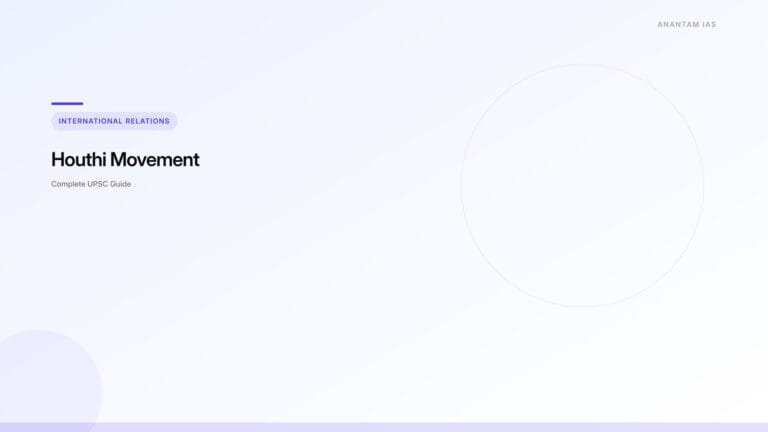 Houthi Movement — Origin, Red Sea Crisis, and Impact on Global Trade — UPSC study guide featured image by Anantam IAS