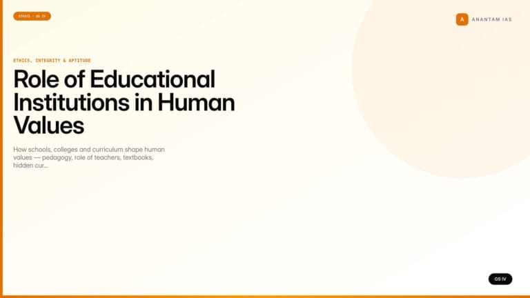 Role of Educational Institutions in Human Values (UPSC Ethics — GS IV) — UPSC featured image