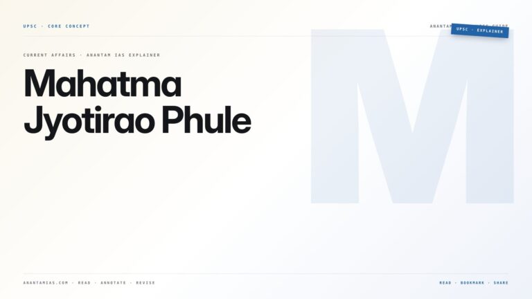 Mahatma Jyotirao Phule — featured card for Anantam IAS UPSC guide.