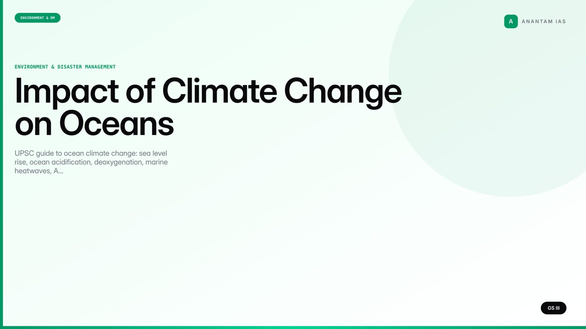 Impact of Climate Change on Oceans — UPSC Environment Notes - Anantam IAS