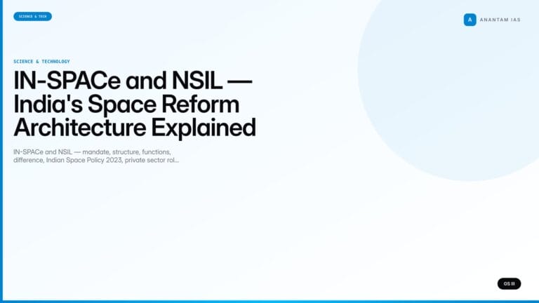 IN-SPACe and NSIL — India's Space Reform Architecture Explained (UPSC Science & Tech) — UPSC featured image