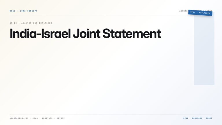 India-Israel Joint Statement — featured card for Anantam IAS UPSC guide.