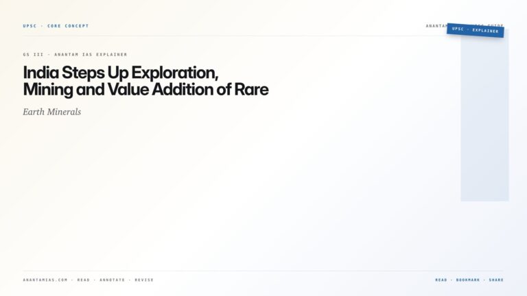 India Steps Up Exploration, Mining and Value Addition of Rare-Earth Minerals — featured card for Anantam IAS UPSC guide.