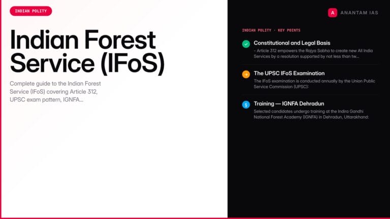 Indian Forest Service (IFoS) — Exam, Training, Role & UPSC Guide — UPSC study guide featured image by Anantam IAS