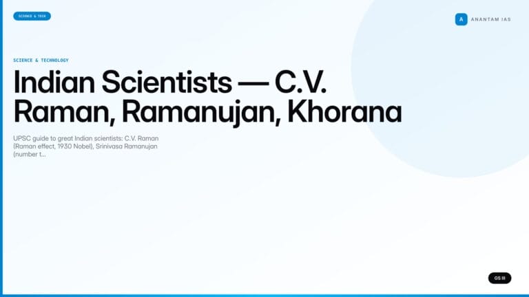 Indian Scientists — C.V. Raman, Ramanujan, Khorana (UPSC) — UPSC featured image