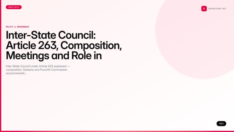 Inter-State Council: Article 263, Composition, Meetings and Role in Cooperative Federalism (UPSC Polity) — UPSC featured image