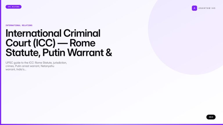 International Criminal Court (ICC) — Rome Statute, Putin Warrant & UPSC Notes (UPSC International Relations) — UPSC featured image